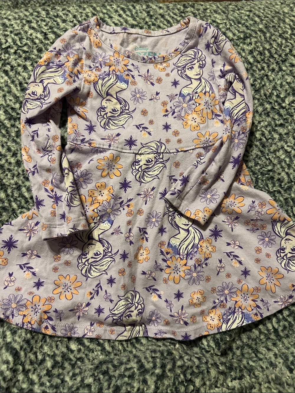 Disney Lavender & Yellow Elsa Floral Long Sleeve Dress frozen